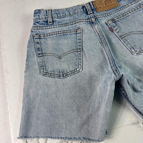 VTG 80s Levi's Jean Shorts Men's 29* Light Blue Faded Cut Off Frayed Denim Jorts - Picture 7 of 16